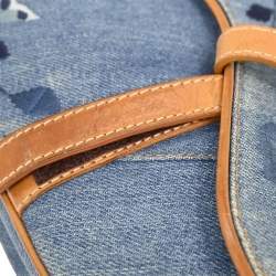 Pre Owned حقيبة السرج ديور جينز أزرق كريستيان