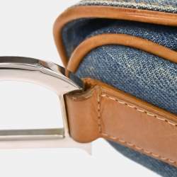 Pre Owned حقيبة السرج ديور جينز أزرق كريستيان