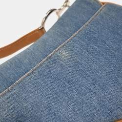 Pre Owned حقيبة السرج ديور جينز أزرق كريستيان