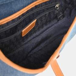 Pre Owned حقيبة السرج ديور جينز أزرق كريستيان