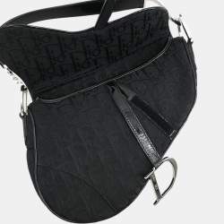 Pre Owned حقيبة يد ديور تراوتر كانفاس سوداء