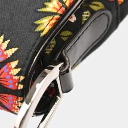 مملوكة مسبقًا Christian Dior Black Canvas Floral Saddle Handbag