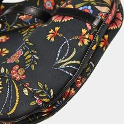 مملوكة مسبقًا Christian Dior Black Canvas Floral Saddle Handbag