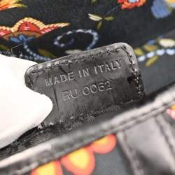 مملوكة مسبقًا Christian Dior Black Canvas Floral Saddle Handbag