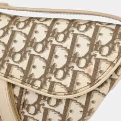 Pre Owned Christian Dior Off-white Embroidered Trotter Saddle Handbag