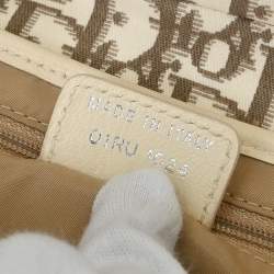 Pre Owned Christian Dior Off-white Embroidered Trotter Saddle Handbag