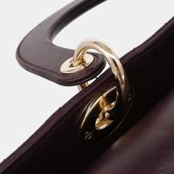 Pre Owned Dior Lady Dior Bordeaux Lambskin Leather Top Handle Bag