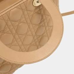 مملوكة مسبقًا Christian Dior Beige Lambskin Lady Dior Cannage 2way Handbag