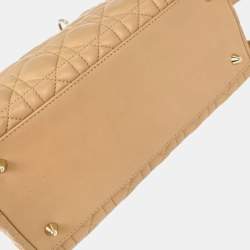 مملوكة مسبقًا Christian Dior Beige Lambskin Lady Dior Cannage 2way Handbag