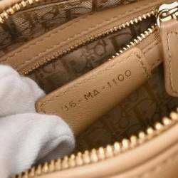 مملوكة مسبقًا Christian Dior Beige Lambskin Lady Dior Cannage 2way Handbag