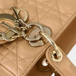 مملوكة مسبقًا Christian Dior Beige Lambskin Lady Dior Cannage 2way Handbag