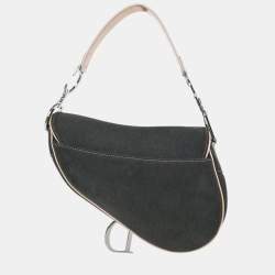 Pre Owned Christian Dior Gray Pink Denim Saddle Handbag