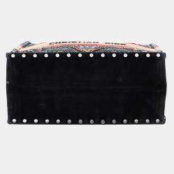 Pre Owned حقيبة يد ديور بوكتوت كبيرة مخملية سوداء مطرزة بقلوب وأضواء مزينة بدبابيس