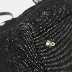 Pre Owned Christian Dior Black Denim Lady Dior Cannage Handbag