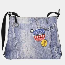 مملوكة مسبقًا Christian Dior Blue Canvas Denim Print Shoulder Bag