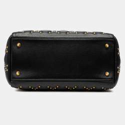 Pre Owned حقيبة ليدي ديور ديور متوسطة من جلد الغنم الأسود المرصعة بالمسامير كاناج
