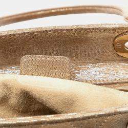 مملوكة مسبقًا حقيبة يد ديور ليدي ديور متوسطة جلد حمل ذهبي متموج