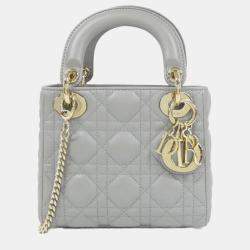 Pre Owned Christian Dior Lady Mini Grey Lambskin Handbag