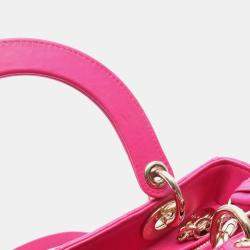 Pre Owned Christian Dior Dior Lady Cannage Handbag In Lambskin Leather Pink.