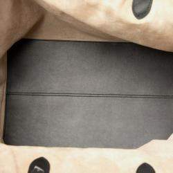 مملوكة مسبقًا حقيبة يد كريستيان ديور توجورز كبيرة كتف كتانية جلدية عاجي وأسود