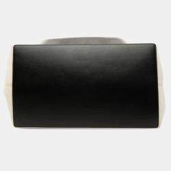 مملوكة مسبقًا حقيبة يد كريستيان ديور توجورز كبيرة كتف كتانية جلدية عاجي وأسود