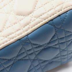 مملوكة مسبقًا حقيبة كريستيان ديور ليدي كاناج جلد بيج أزرق وردي