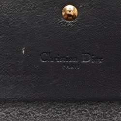 Pre Owned Dior Lady Dior Croisiere Gold Microcannage Patent Leather Wallet On Chain