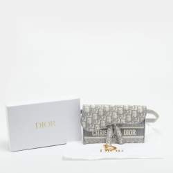 Pre Owned Dior Saddle Grey/White Oblique Canvas Belt Bag