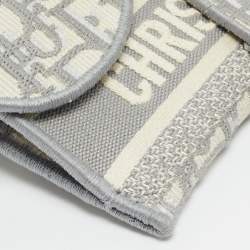 Pre Owned Dior Saddle Grey/White Oblique Canvas Belt Bag