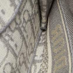 Pre Owned Dior Saddle Grey/White Oblique Canvas Belt Bag