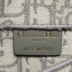 Pre Owned Dior Saddle Grey/White Oblique Canvas Belt Bag