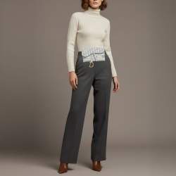 Pre Owned Dior Saddle Grey/White Oblique Canvas Belt Bag