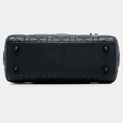 مملوكة مسبقًا حقيبة ديور ليدي ديور ماي ABC كاناج كالفسكين سوداء صغيرة فائقة غير لامعة