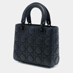 مملوكة مسبقًا حقيبة ديور ليدي ديور ماي ABC كاناج كالفسكين سوداء صغيرة فائقة غير لامعة