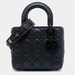 مملوكة مسبقًا حقيبة ديور ليدي ديور ماي ABC كاناج كالفسكين سوداء صغيرة فائقة غير لامعة