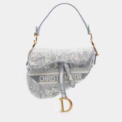 Pre Owned Dior Canvas Embroidered Toile de Jouy Saddle Bag