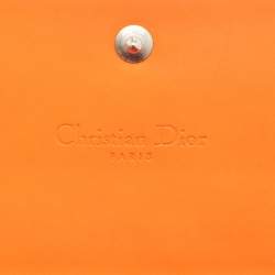 Pre Owned Dior Lady Dior Pink/Orange Cannage Coated Leather Wallet On Chain