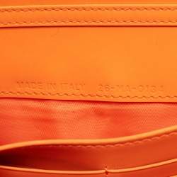 Pre Owned Dior Lady Dior Pink/Orange Cannage Coated Leather Wallet On Chain