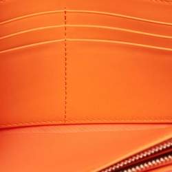Pre Owned Dior Lady Dior Pink/Orange Cannage Coated Leather Wallet On Chain