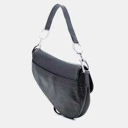 Pre Owned Dior Black Shiny Goatskin Saddle Bag