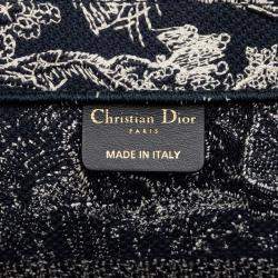 Pre Owned حقيبة كتاب ديور توال دو جوي ديوريفييرا العكسية مطرزة كانفاس زرقاء متوسطة