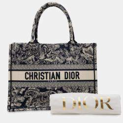 Pre Owned حقيبة كتاب ديور توال دو جوي ديوريفييرا العكسية مطرزة كانفاس زرقاء متوسطة