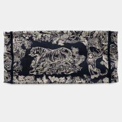 Pre Owned حقيبة كتاب ديور توال دو جوي ديوريفييرا العكسية مطرزة كانفاس زرقاء متوسطة