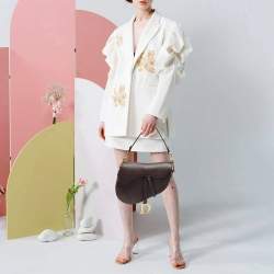 Pre Owned حقيبة كتف ديور سادل جلد أزرق كحلي