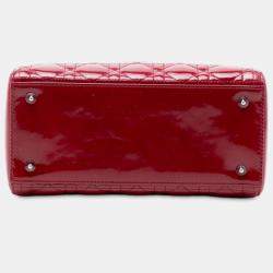 Pre Owned حقيبة ديور ليدي ديور كاناج براءة اختراع متوسطة حمراء