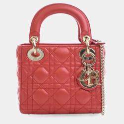 Pre Owned Christian Dior Mini Orange Lambskin Lady Dior