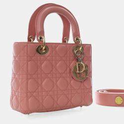 مملوكة مسبقًا حقيبة ديور ليدي ديور وردية صغيرة جلد الحمل