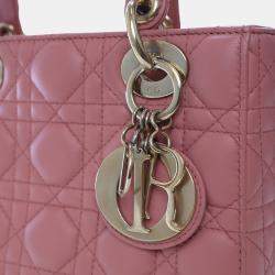 مملوكة مسبقًا حقيبة ديور ليدي ديور وردية صغيرة جلد الحمل