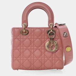 Pre Owned Christian Dior Small Pink Lambskin Lady Dior