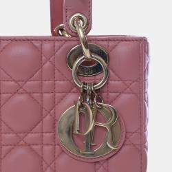 مملوكة مسبقًا حقيبة ديور ليدي ديور وردية صغيرة جلد الحمل